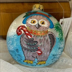 Festive Owl Ornament with Candy Cane